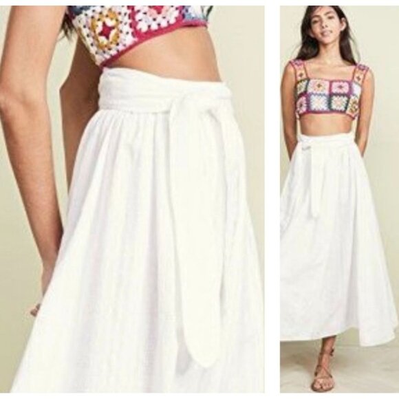 Mara Hoffman Swim Wrap Long Skirt Minimalist White Sz M - Picture 1 of 7